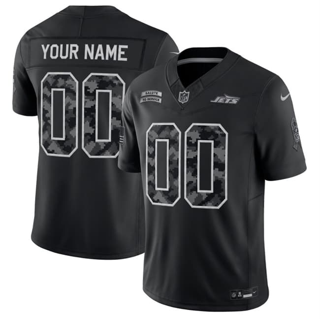 New York Jets Active Player Custom Black F.U.S.E. 2026 Salute to Service Limited Football Stitched Jersey New York Jets Active Player Custom Black F.U.S.E. 2026 Salute to Service Limited Football Stitched Jersey