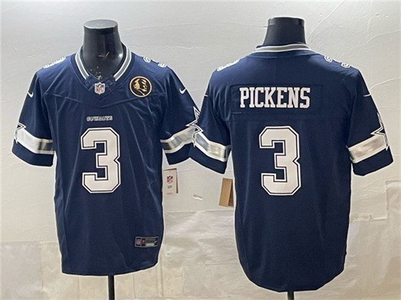Dallas Cowboys #3 George pickens Navy F.U.S.E. With John Madden Patch Vapor Limited Football Stitched Jersey
