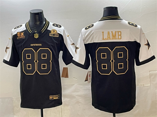Dallas Cowboys #88 CeeDee Lamb Black Gold F.U.S.E. With 5x Super Bowl Champions & Established In 1960 Patch Vapor Limited Stitched Football Jersey