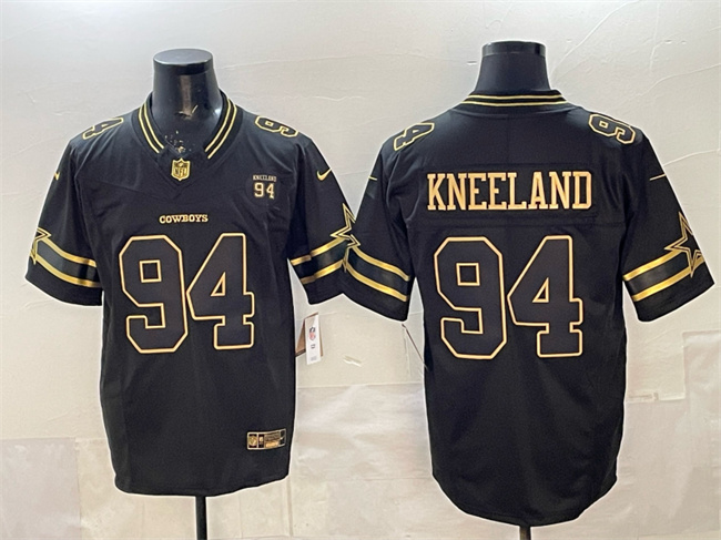 Dallas Cowboys #94 Marshawn Kneeland Black Gold 2025 F.U.S.E. 94 Marshawn Kneeland Memorial Patch Vapor Limited Stitched Football Jersey Dallas Cowboys #94 Marshawn Kneeland Black Gold 2025 F.U.S.E. 94 Marshawn Kneeland Memorial Patch Vapor Limited Stitched Football Jersey