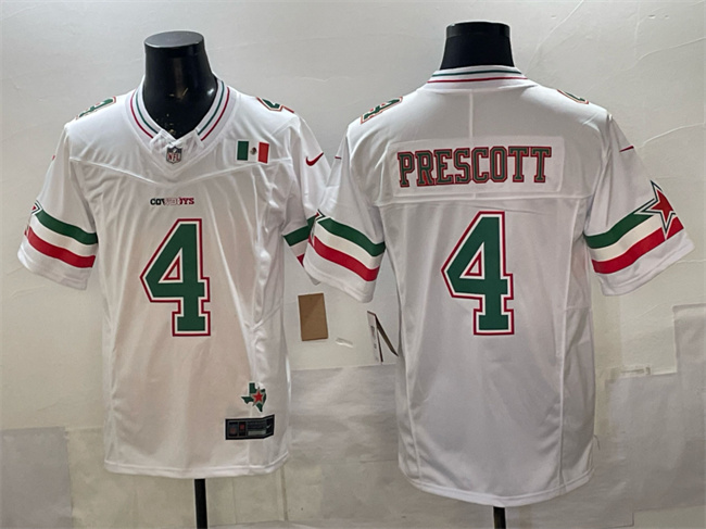 Dallas Cowboys #4 Dak Prescott 2024 Mexico White F.U.S.E. Stitched Football Jersey