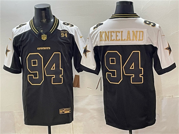 Dallas Cowboys #94 Marshawn Kneeland Black Gold 2025 F.U.S.E. 94 Marshawn Kneeland Memorial Patch Vapor Limited Stitched Football Jersey Dallas Cowboys #94 Marshawn Kneeland Black Gold 2025 F.U.S.E. 94 Marshawn Kneeland Memorial Patch Vapor Limited Stitched Football Jersey