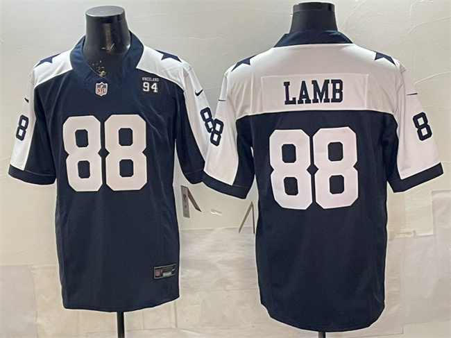 Dallas Cowboys #88 CeeDee Lamb Navy F.U.S.E. 94 Marshawn Kneeland Memorial Patch Vapor Limited Stitched Football Jersey