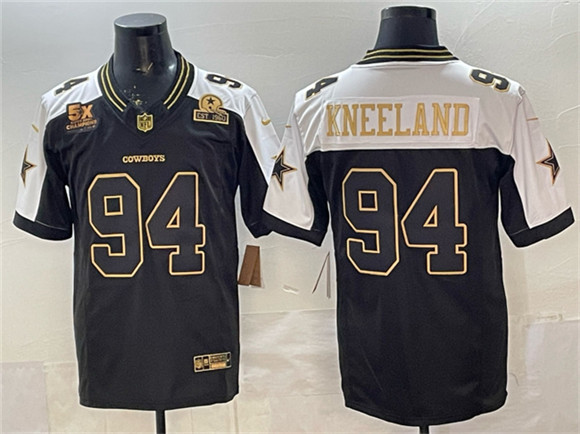 Dallas Cowboys #94 Marshawn Kneeland Black Gold 2025 F.U.S.E. With 5x Super Bowl Champions & Established In 1960 Patch Vapor Limited Stitched Football Jersey