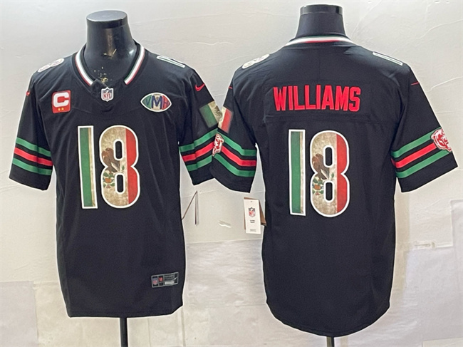 Chicago Bears #18 Caleb Williams Black Mexico F.U.S.E. With 2-star C Patch And VMH Patch Throwback Stitched Football Jersey