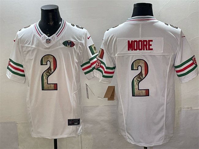 Chicago Bears #2 D.J. Moore White Mexico F.U.S.E. With VMH Patch Stitched Football Jersey