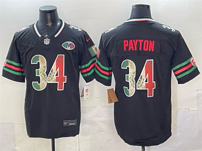 Chicago Bears #34 Walter Payton Black Mexico F.U.S.E. With VMH Patch Stitched Football Jersey