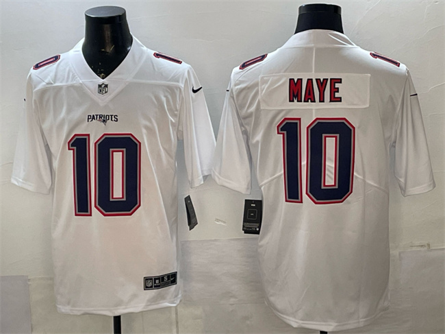 New England Patriots #10 Drake Maye White Fashion Vapor Untouchable Limited Stitched Football Jersey
