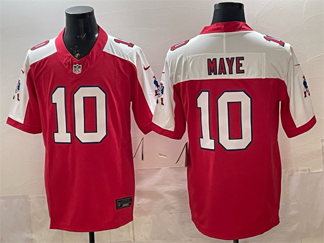 New England Patriots #10 Drake Maye Red Alternate F.U.S.E. Throwback Vapor Limited Stitched Football Jersey