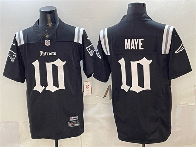 New England Patriots #10 Drake Maye Black F.U.S.E. Gothic Revolution Edition Stitched Football Jersey