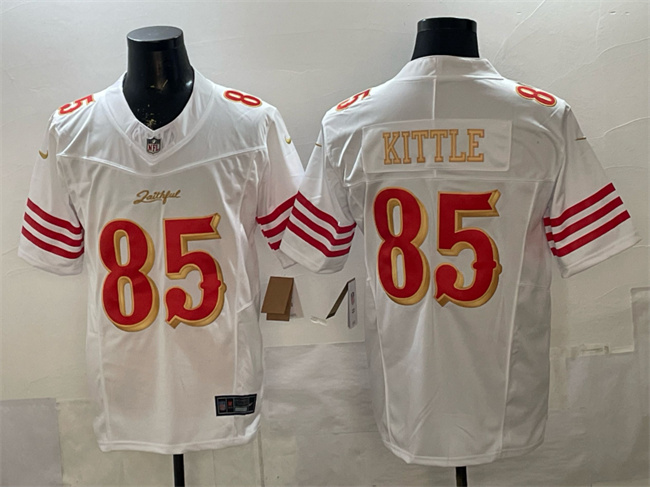 San Francisco 49ers #85 George kittle White Gold 2025 F.U.S.E. ??Rivalries?? Vapor Limited Stitched Football Jersey