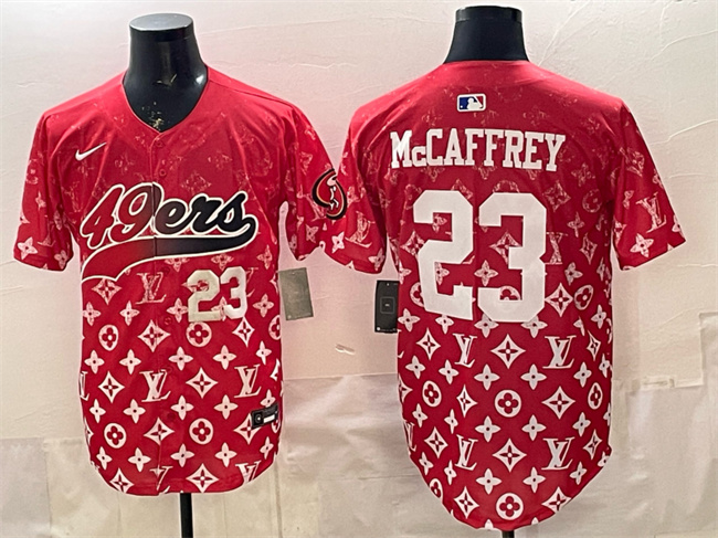 San Francisco 49ers #23 Christian McCaffrey Red Limited Stitched Baseball Jersey