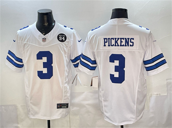 Dallas Cowboys #3 George pickens Navy F.U.S.E. 94 Marshawn Kneeland Memorial Patch Vapor Limited Stitched Football Jersey