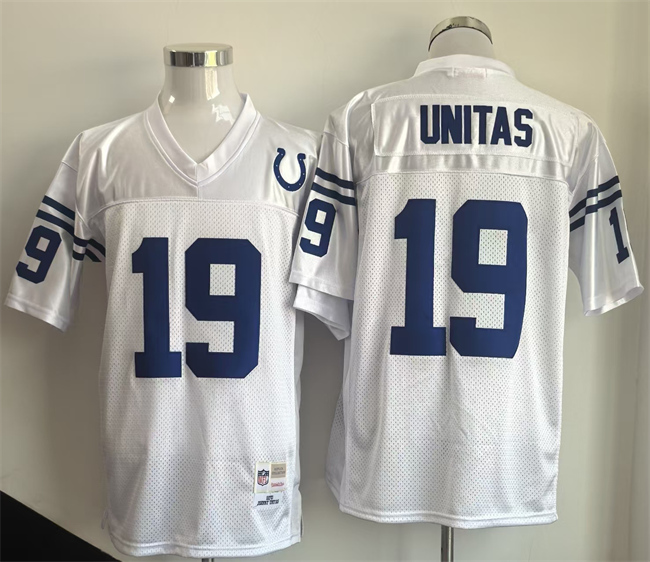Indianapolis Colts #19 Johnny Unitas White Throwback Stitched Football Jersey