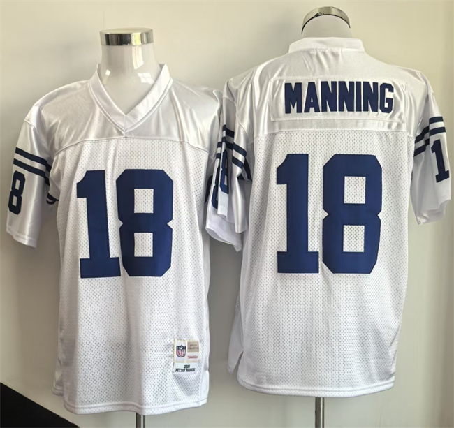 Indianapolis Colts #18 Peyton Manning White Throwback Stitched Football Jersey