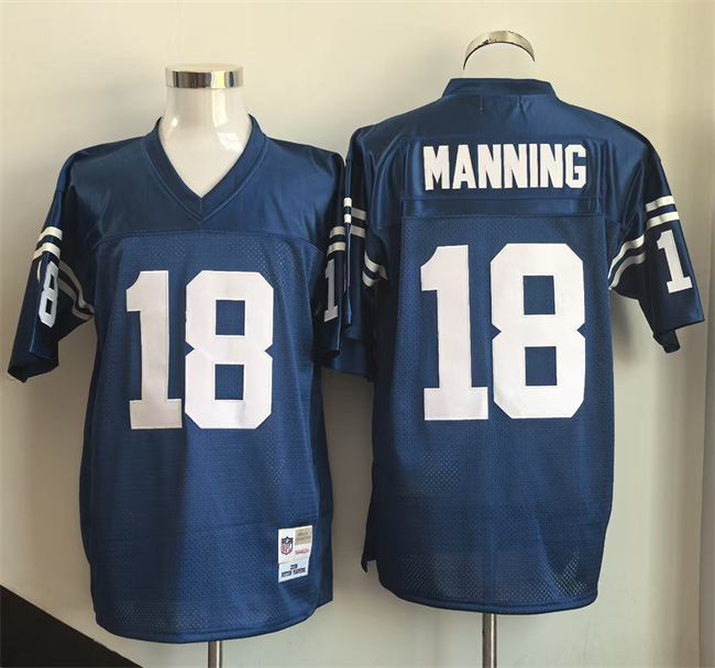 Indianapolis Colts #18 Peyton Manning Blue Throwback Stitched Football Jersey