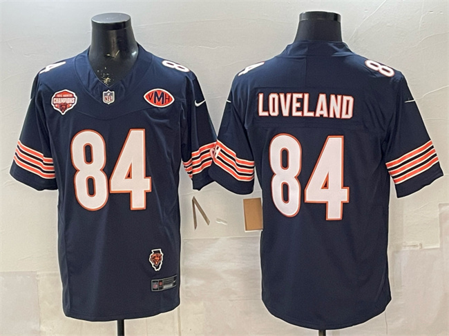 Chicago Bears #84 Colston Loveland Navy F.U.S.E. 2025 NFC North Champions & VMH Patch Vapor Untouchable Limited Stitched Football Jersey