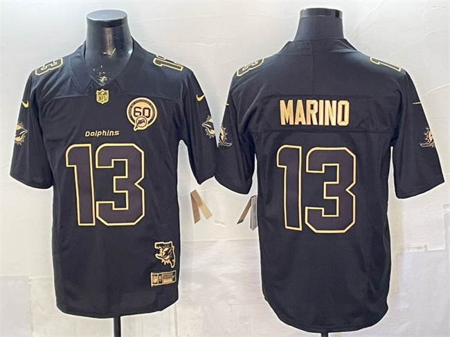 Miami Dolphins #13 Dan Marino Black Gold F.U.S.E. With Patch Limited Stitched Football Jersey