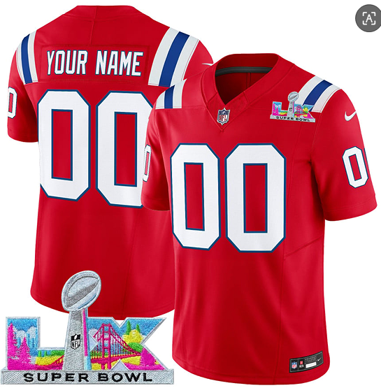 New England Patriots Active Player Custom Red 2025 F.U.S.E. Super Bowl LX Patch Vapor Limited Football Stitched Jersey New England Patriots Active Player Custom Red 2025 F.U.S.E. Super Bowl LX Patch Vapor Limited Football Stitched Jersey