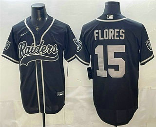 Las Vegas Raiders #15 Tom Flores Black Cool Base Stitched Baseball Jersey