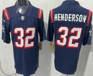 New England Patriots #32 TreVeyon Henderson Limited Navy Rivalries FUSE Vapor Jersey