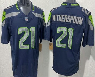 Seattle Seahawks #21 Devon Witherspoon Limited Navy FUSE Vapor Jersey Seattle Seahawks #21 Devon Witherspoon Limited Navy FUSE Vapor Jersey