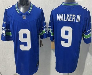 Seattle Seahawks #9 Kenneth Walker III Limited Blue FUSE Vapor Jersey