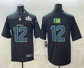 Seattle Seahawks #12 Fan Limited Black Super Bowl LX Fashion Vapor Jersey