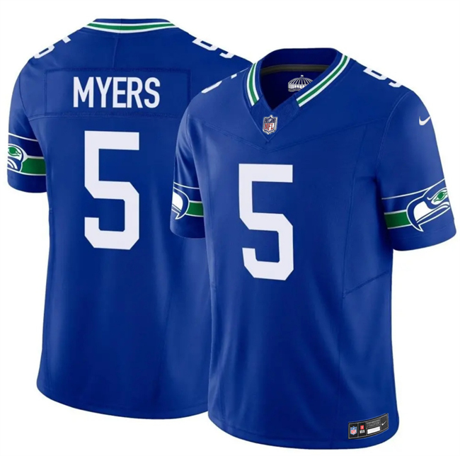 Seattle Seahawks #5 Jason Myers Royal 2025 F.U.S.E Throwback Vapor Limited Stitched Football Jersey