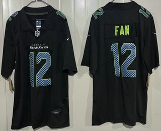 Seattle Seahawks #12 Fan Limited Black Fashion Vapor Jersey Seattle Seahawks #12 Fan Limited Black Fashion Vapor Jersey