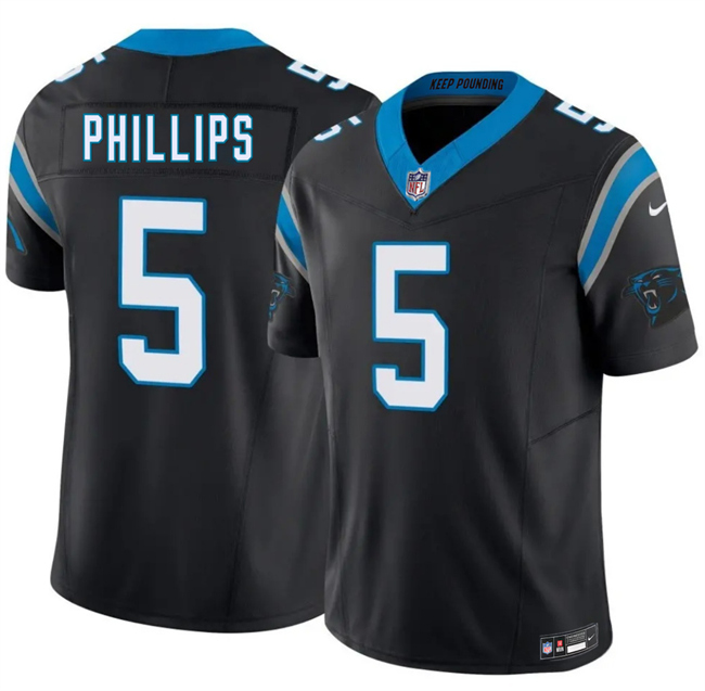 Carolina Panthers #5 Jaelan Phillips Black 2025 F.U.S.E. Vapor Limited Stitched Football Jersey
