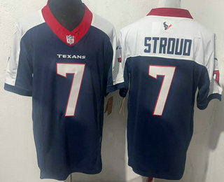 Houston Texans #7 CJ Stroud Navy Blue Limited Thanksgiving Fashion FUSE Jersey
