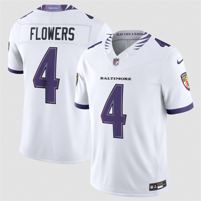 Baltimore Ravens #4 Zay Flowers White 2026 F.U.S.E. Vapor Stitched Limited Football Jersey Baltimore Ravens #4 Zay Flowers White 2026 F.U.S.E. Vapor Stitched Limited Football Jersey