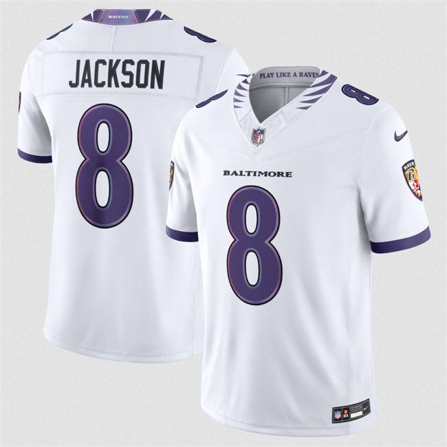 Baltimore Ravens #8 Lamar Jackson White 2026 F.U.S.E. Vapor Stitched Limited Football Jersey Baltimore Ravens #8 Lamar Jackson White 2026 F.U.S.E. Vapor Stitched Limited Football Jersey