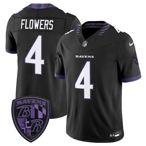 Baltimore Ravens #4 Zay Flowers Black 2026 F.U.S.E. Alternate Vapor Limited Football Stitched Jersey Baltimore Ravens #4 Zay Flowers Black 2026 F.U.S.E. Alternate Vapor Limited Football Stitched Jersey