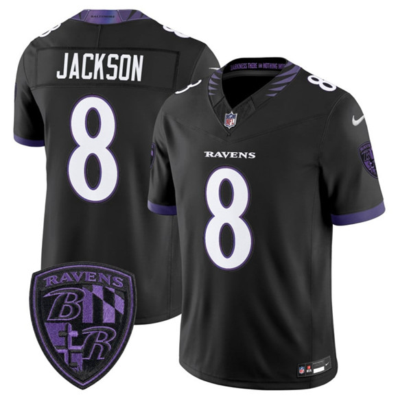 Baltimore Ravens #8 Lamar Jackson Black 2026 F.U.S.E. Alternate Vapor Limited Football Stitched Jersey Baltimore Ravens #8 Lamar Jackson Black 2026 F.U.S.E. Alternate Vapor Limited Football Stitched Jersey