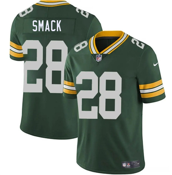 Green Bay Packers #28 Trey Smack Green 2026 Vapor Untouchable Limited Football Stitched Jersey Green Bay Packers #28 Trey Smack Green 2026 Vapor Untouchable Limited Football Stitched Jersey