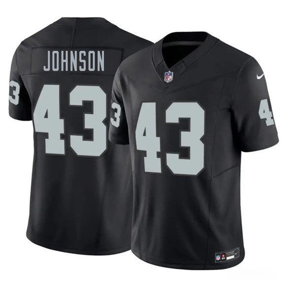 Las Vegas Raiders #43 Dalton Johnson Black 2026 F.U.S.E. Vapor Untouchable Limited Football Stitched Jersey Las Vegas Raiders #43 Dalton Johnson Black 2026 F.U.S.E. Vapor Untouchable Limited Football Stitched Jersey