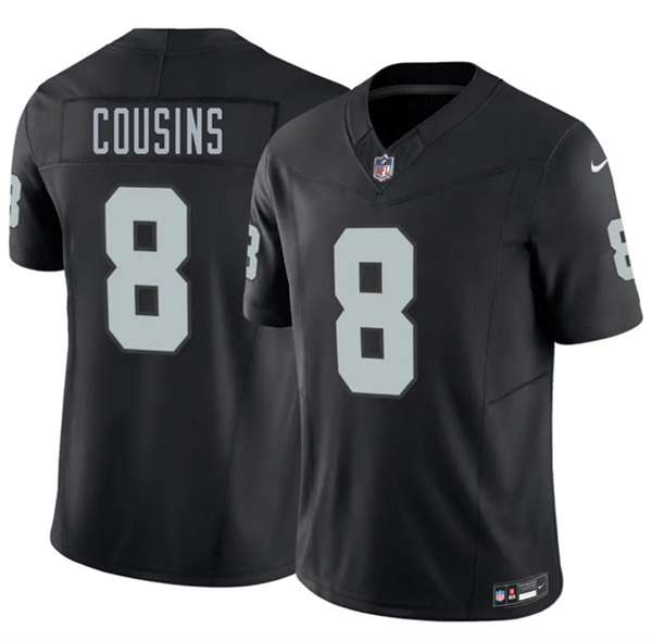 Las Vegas Raiders #8 Kirk Cousins Black 2026 F.U.S.E. Vapor Untouchable Limited Football Stitched Jersey Las Vegas Raiders #8 Kirk Cousins Black 2026 F.U.S.E. Vapor Untouchable Limited Football Stitched Jersey