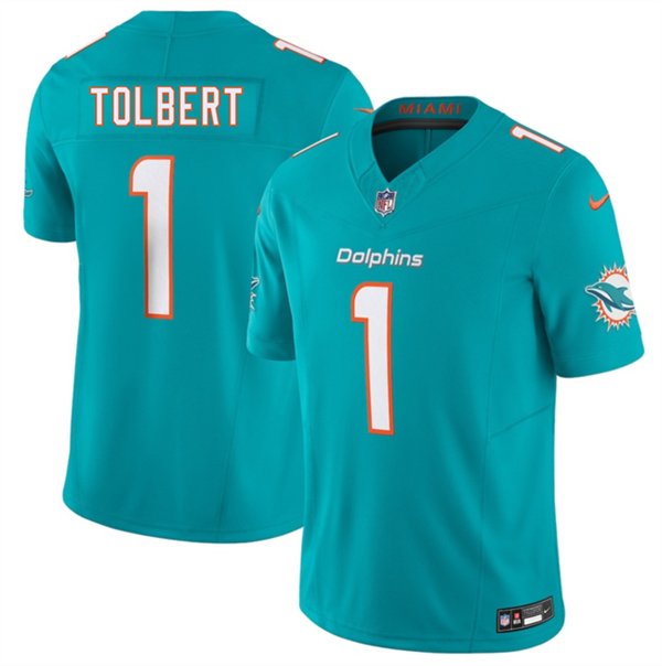Miami Dolphins #1 Jalen Tolbert Aqua 2026 F.U.S.E. Vapor Limited Football Stitched Jersey