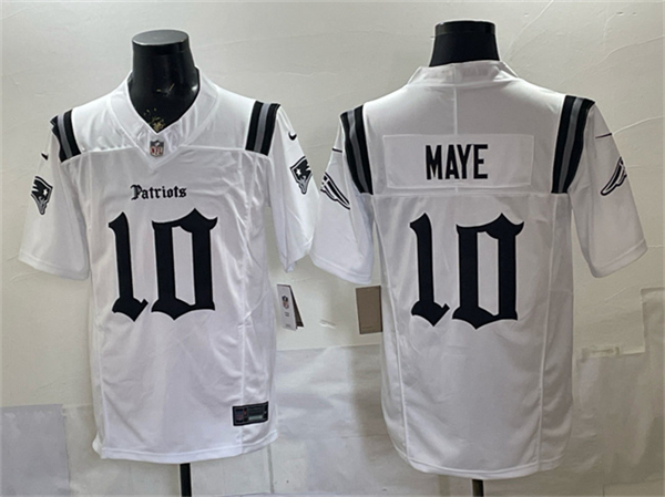 New England Patriots #10 Drake Maye White F.U.S.E. Gothic Revolution Edition Football Stitched Jersey