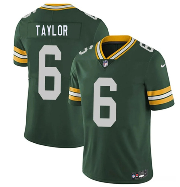 Green Bay Packers #6 Tyrod Taylor Green 2026 Vapor Untouchable Limited Football Stitched Jersey Green Bay Packers #6 Tyrod Taylor Green 2026 Vapor Untouchable Limited Football Stitched Jersey