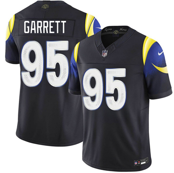 Los Angeles Rams #95 Myles Garrett Black 2025 F.U.S.E. "Rivalries" Vapor Limited Football Stitched Jersey Los Angeles Rams #95 Myles Garrett Black 2025 F.U.S.E. "Rivalries" Vapor Limited Football Stitched Jersey