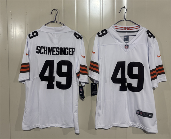 Cleveland Browns #49 Carson Schwesinger White 2026 Vapor Limited Football Stitched Jersey Cleveland Browns #49 Carson Schwesinger White 2026 Vapor Limited Football Stitched Jersey