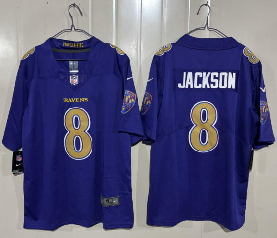 Baltimore Ravens #8 Lamar Jackson Purple 2026 Alternate Vapor Limited Football Stitched Jersey Baltimore Ravens #8 Lamar Jackson Purple 2026 Alternate Vapor Limited Football Stitched Jersey