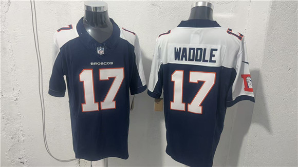 Denver Broncos #17 Jaylen Waddle Navy White 2026 Vapor Limited Football Stitched Jersey Denver Broncos #17 Jaylen Waddle Navy White 2026 Vapor Limited Football Stitched Jersey