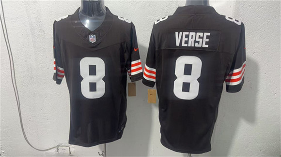 Cleveland Browns #8 Jared Verse Brown 2026 Vapor Limited Football Stitched Jersey Cleveland Browns #8 Jared Verse Brown 2026 Vapor Limited Football Stitched Jersey