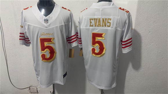 San Francisco 49ers #5 Mike Evans White Gold 2026 F.U.S.E. ??Rivalries?? Vapor Limited Football Stitched Jersey San Francisco 49ers #5 Mike Evans White Gold 2026 F.U.S.E. ??Rivalries?? Vapor Limited Football Stitched Jersey