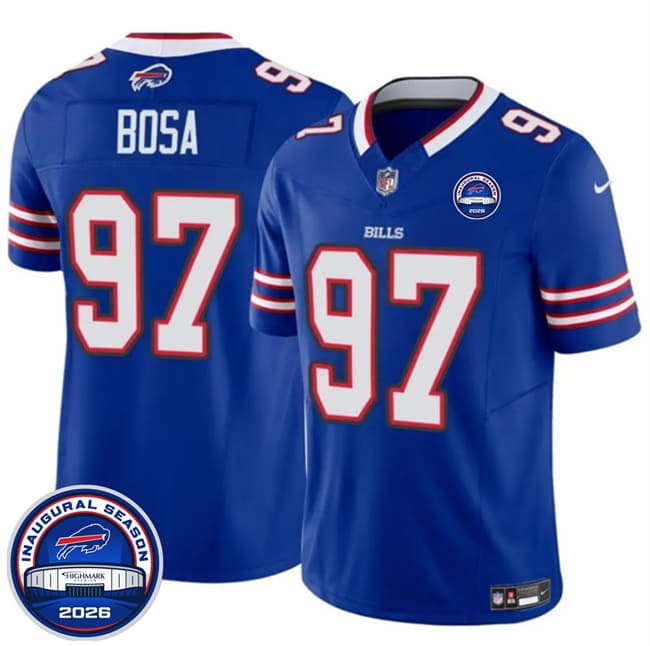 Buffalo Bills #97 Joey Bosa Blue F.U.S.E. 2026 Inaugural Season at Highmark Stadium Football Stitched Jersey Buffalo Bills #97 Joey Bosa Blue F.U.S.E. 2026 Inaugural Season at Highmark Stadium Football Stitched Jersey