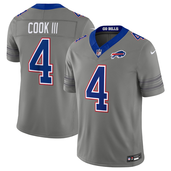 Buffalo Bills #4 James Cook III Gray F.U.S.E. 2026 Nickel City Vapor Football Stitched Jersey Buffalo Bills #4 James Cook III Gray F.U.S.E. 2026 Nickel City Vapor Football Stitched Jersey